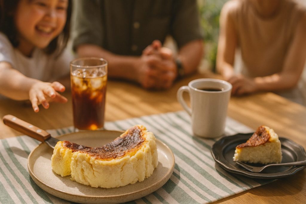 軽井沢トルタ・バスク風チーズケーキを家族で囲むイメージ画像
